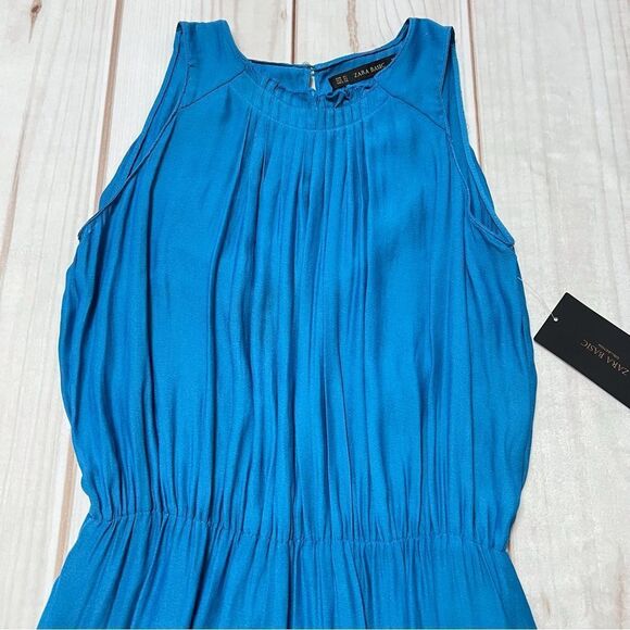 Zara Turquoise Sleeveless Maxi Dress NWT XS - Picture 4 of 7